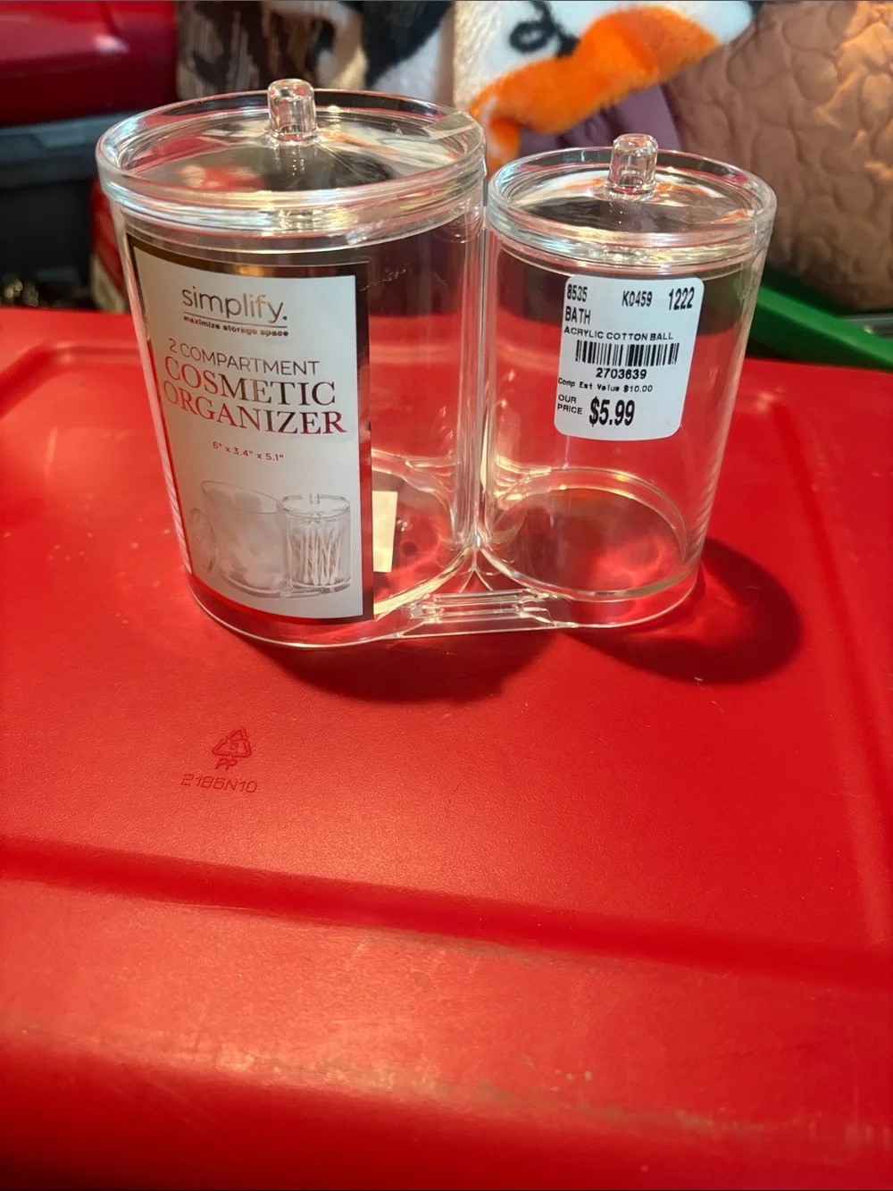 Clear 2-Compartment Cosmetic Organizer - Clear